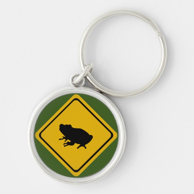 Porte-clés panneau routier de grenouille (Devant)