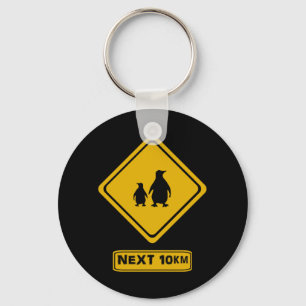 Porte-clés panneau routier des pingouins