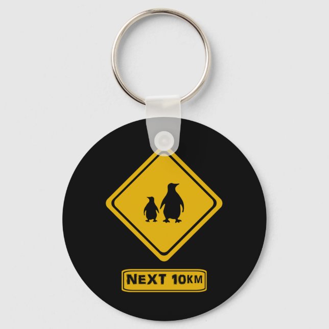 Porte-clés panneau routier des pingouins (Recto)