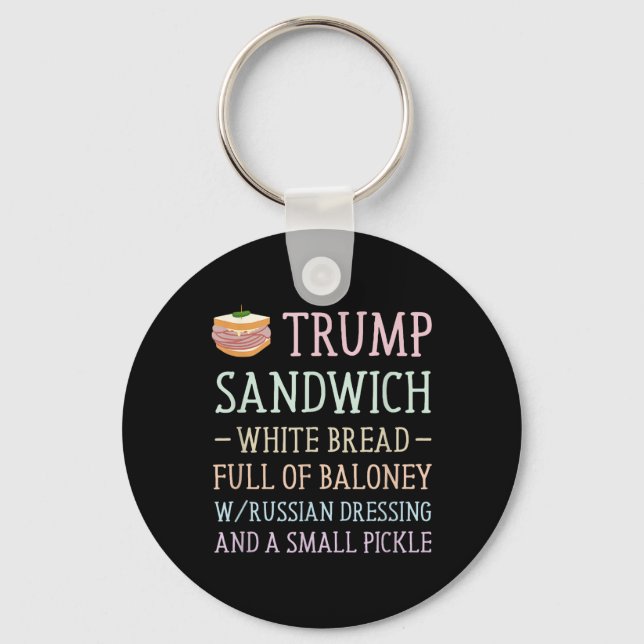 Porte-clés Panneau sandwich anti-Trump drôle (Recto)