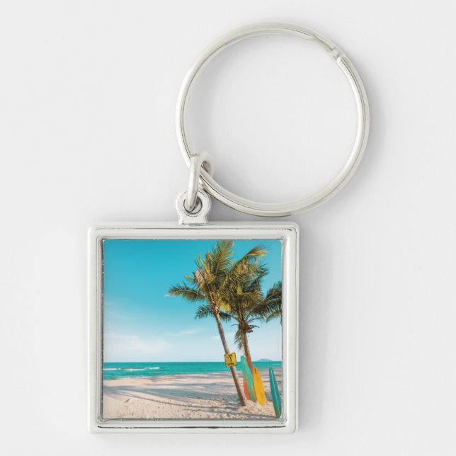 Porte-clés Panneaux de surf sur la plage lancer oreiller (Devant)