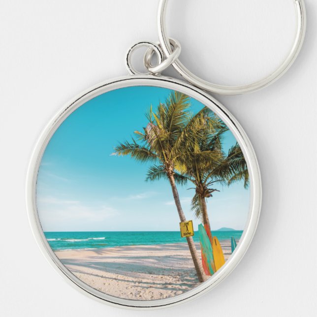 Porte-clés Panneaux de surf sur la plage lancer oreiller (Devant)