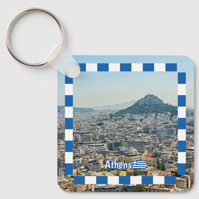 Porte-clés panorama d'Athènes, voyage (Recto)