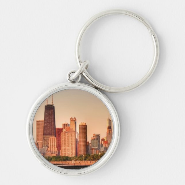 Porte-clés Panorama d'horizon de Chicago au lever de soleil (Devant)