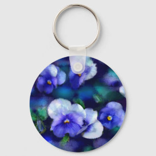 Porte-clés Pansies Bleues Porte - clé Floral