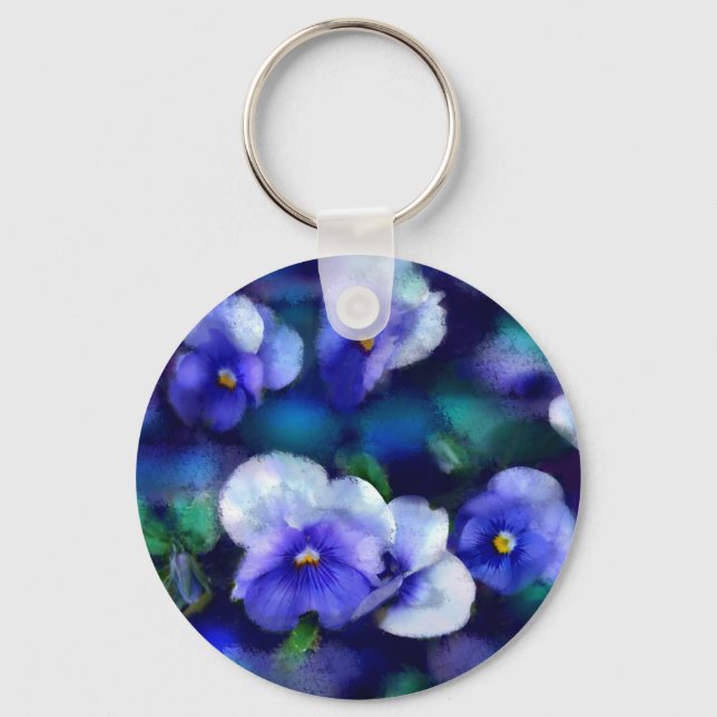 Porte-clés Pansies Bleues Porte - clé Floral (Recto)