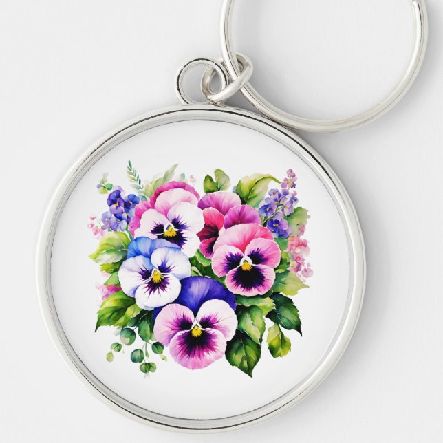 Porte-clés Pansy Perfection : Porte - clé d'argent étanche (Devant)