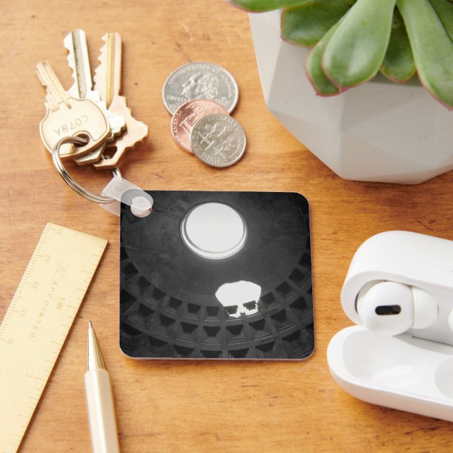 Porte-clés Panthéon Léger Crâne Rome Italie avec écriture (Bureau)