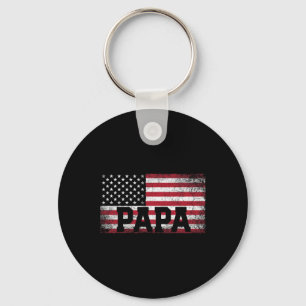 Porte-clés Papa American Flag Fête des pères 4 juillet cadeau