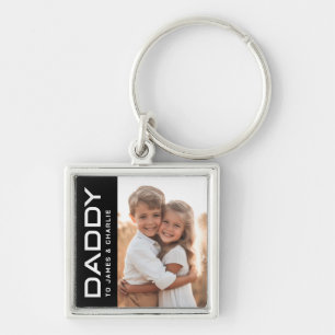 Porte-clés Papa aux enfants noms photo fête des pères noire