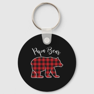 Porte-clés Papa Bear Pyjama Rouge Buffalo Noël Famille Drôle
