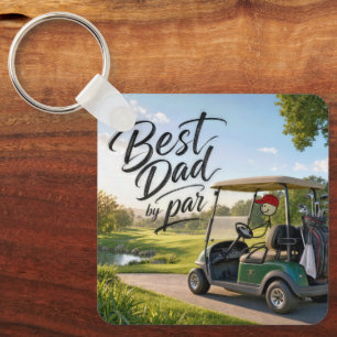 Porte-clés Papa Bonhomme Allumette Golfeur dans un Chariot de