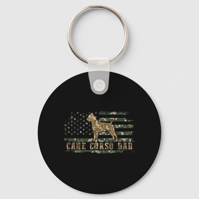 Porte-clés Papa Cane Corso Camo Drapeau Américain Camouflage  (Recto)