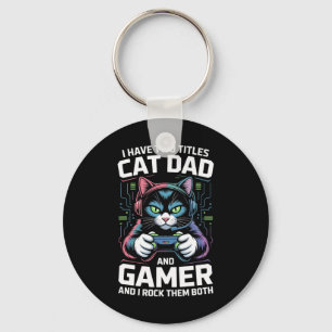 Porte-clés Papa Chat Gamer Drôle Papa Gaming J'ai Deux Titres