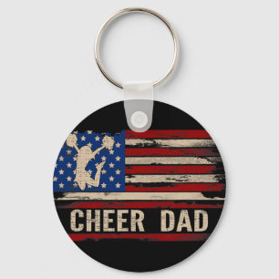 Porte-clés Papa Cheer Vintage Drapeau Américain Usa Cheerlead