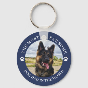 Porte-clés Papa Chien Le Plus Pawsome Bleu
