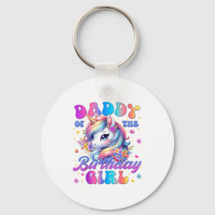 Porte-clés Papa de la fille d'anniversaire Licorne Fleur Fami