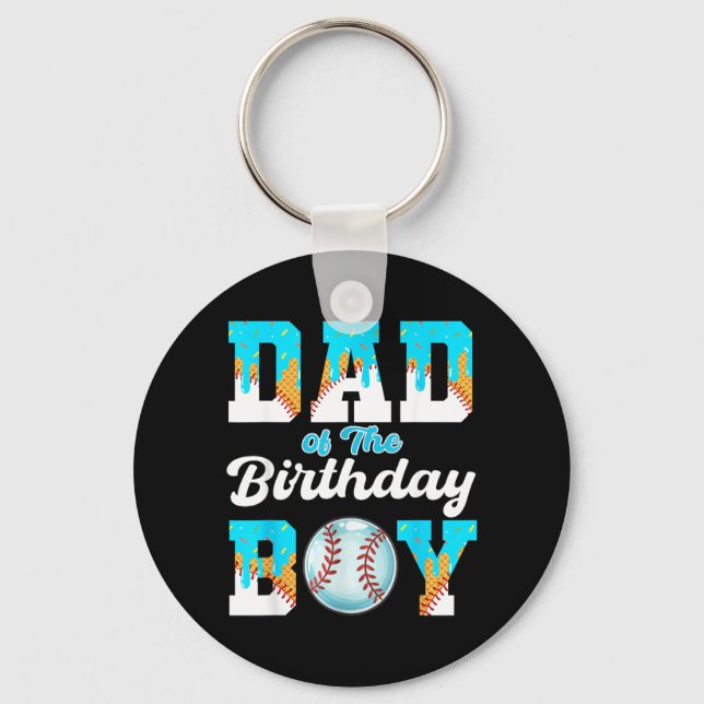 Porte-clés Papa du garçon d'anniversaire Baseball Crème glacé (Recto)