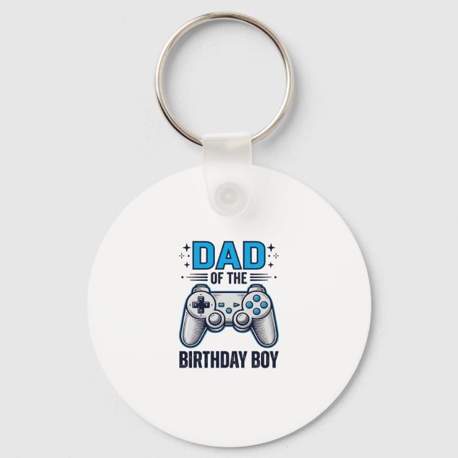 Porte-clés Papa du garçon d'anniversaire Gamer conception de  (Recto)