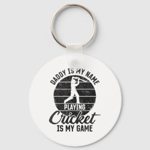 Porte-clés Papa est mon nom jouer au cricket est mon jeu