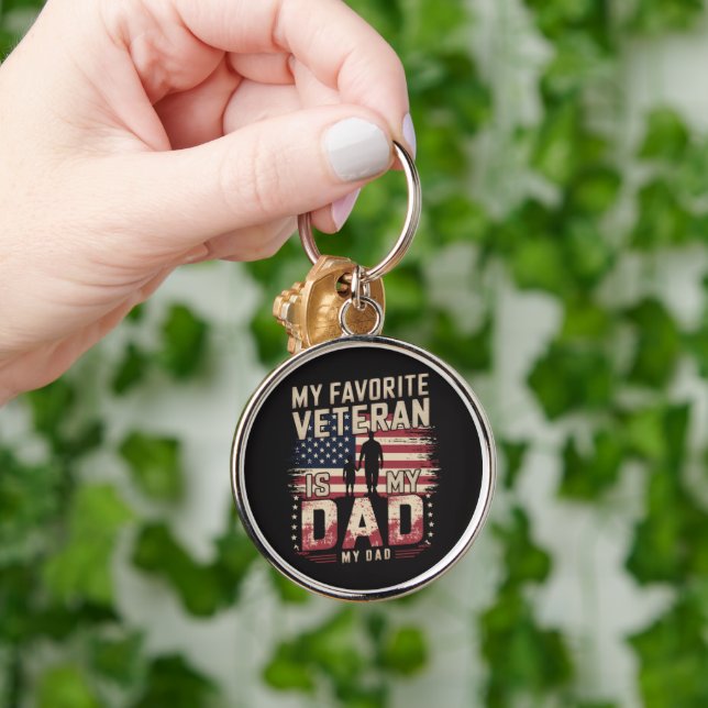 Porte-clés Papa Fête des Pères Mon Vétéran Préféré (Main)