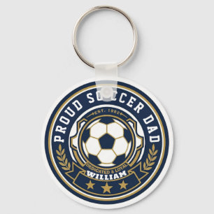 Porte-clés Papa fier de foot avec nom personnalisé et année d