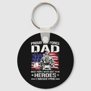 Porte-clés Papa fier de l'armée de l'air a hissé le drapeau d