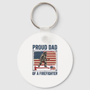 Porte-clés Papa fier d'un pompier drapeau vintage Vector_1