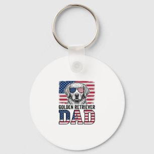 Porte-clés Papa Golden Retriever Patriotique Vintage Chemise