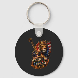 Porte-clés Papa guerrier Lion Drapeau américain Guitare 