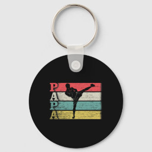 Porte-clés Papa Kickboxing Rétro Vintage Silhouette de Kickbo