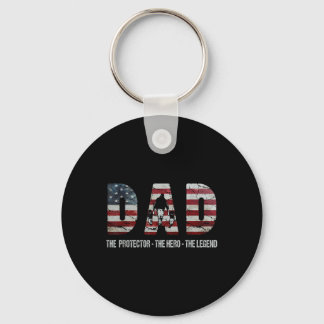 Porte-clés Papa Le Protecteur Héros Légende Drapeau Américain