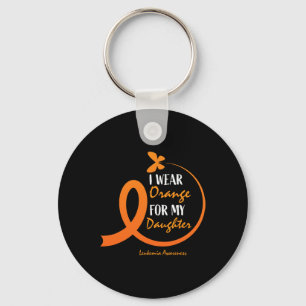 Porte-clés Papa Maman Je Porte Orange Pour Ma Fille Leukemia