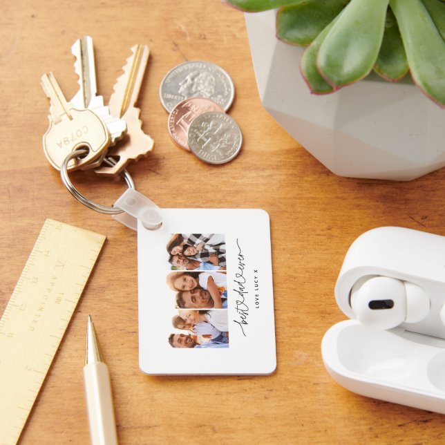 Porte-clés papa mignon script moderne multi photo cadeau (Bureau)