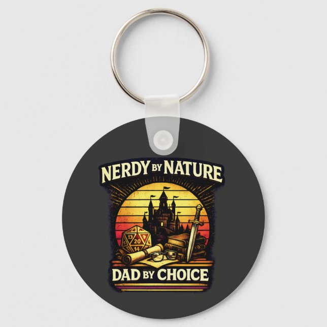 Porte-clés Papa nerd par nature, papa par choix - Jeu de rôle (Recto)