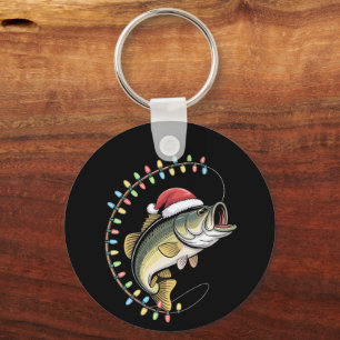 Porte-clés Papa Noël Bass Poisson Drôle Pêche Pêcheur