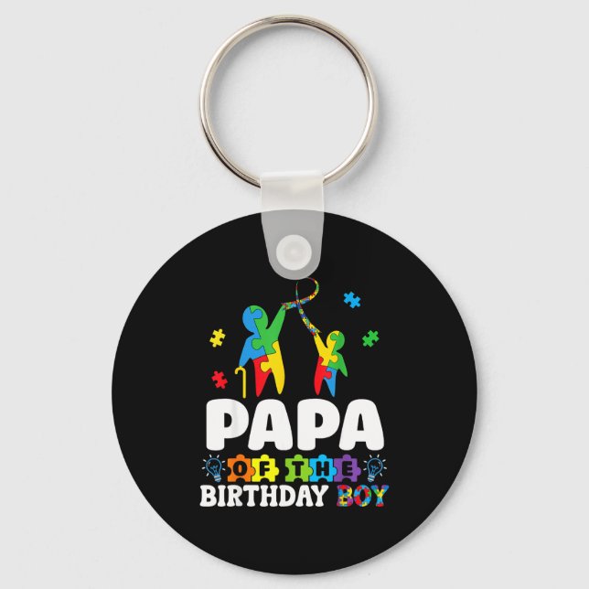 Porte-clés Papa Of The Birthday Boy Autism Awareness Support  (Recto)