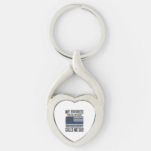 Porte-clés Papa officier de police ligne bleue mince vecteur