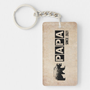 Porte-clés Papa Ours Grunge Depuis 2021, Noir