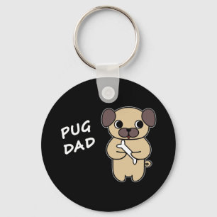 Porte-clés Papa PUG - Noir