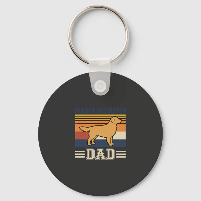 Porte-clés Papa Retriever Doré Chien Rétro (Recto)