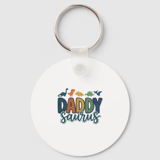 Porte-clés Papa Saurus Mignon Papa Dinosaure Conception Vecto (Recto)
