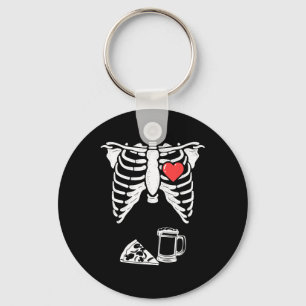 Porte-clés Papa Skeleton Halloween Bière Pizza Fun Pregnancy 