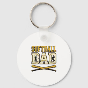 Porte-clés Papa Softball Gravure Vintage Batteur Graphique_1