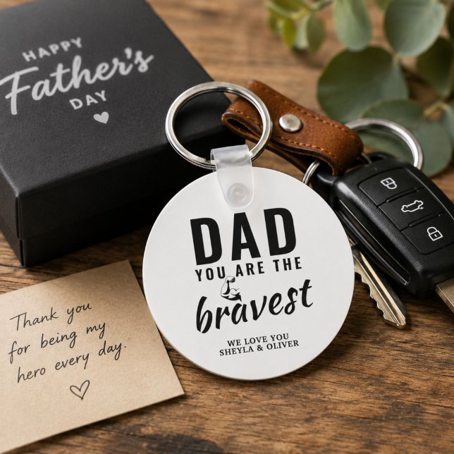 Porte-clés Papa tu es la Fête des Pères la plus courageuse (Créateur téléchargé)