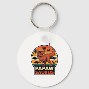 Porte-clés Papawsaurus Rétro Dinosaure Coucher de Soleil Vect