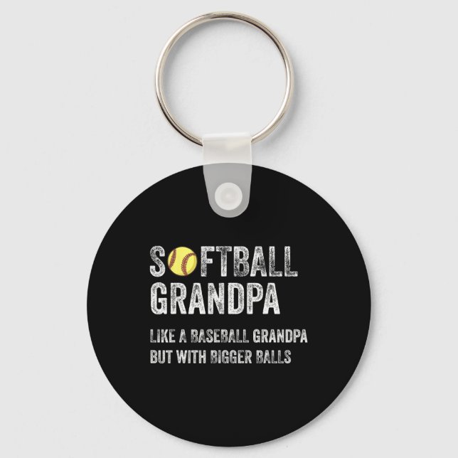 Porte-clés Papi de softball comme un papi de baseball avec pl (Recto)