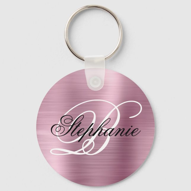 Porte-clés Papier Aluminium Rose Fantaisie Monogramme (Recto)