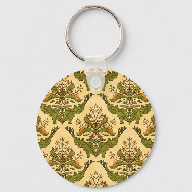 Porte-clés Papier peint floral classique : damassé stylisé. (Recto)