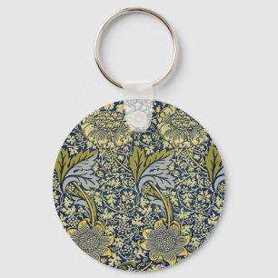 Porte-clés Papier Peint Floral William Morris Kennet Bleu Or